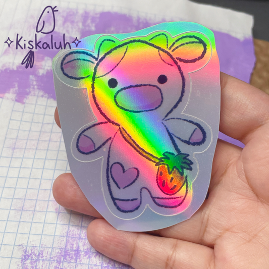 Vaca fresa, Sticker vinil 7cm, Calcomanía pegatina