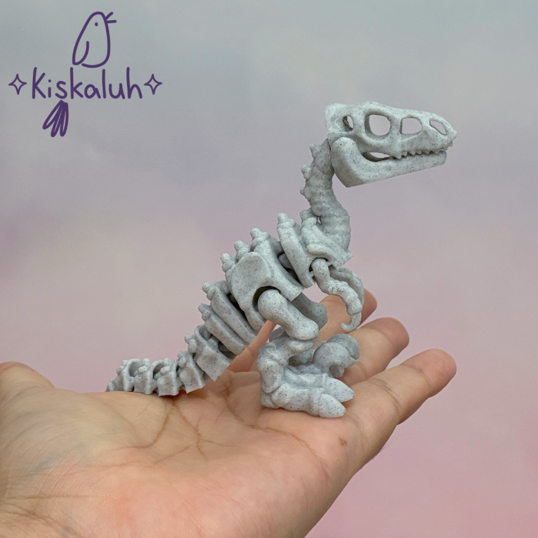 Velociraptor esqueleto, dinosaurio articulado 3D, 8 cm