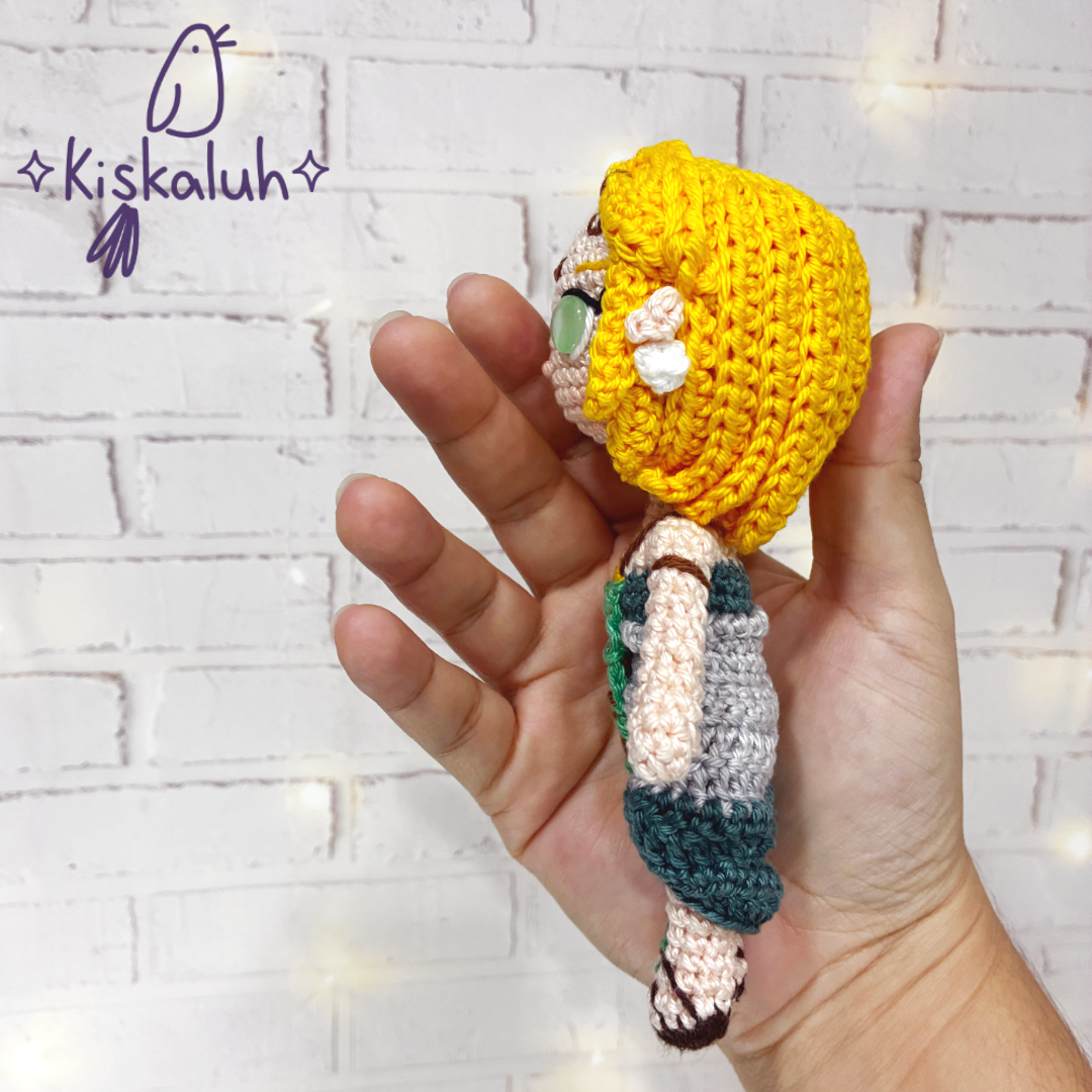 Muñeca Zelda TOTK, 16 cm, crochet artesanal, peluche amigurumi