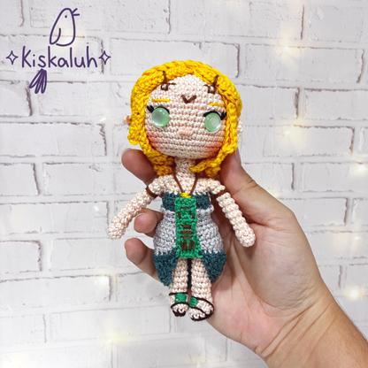 Muñeca Zelda TOTK, 16 cm, crochet artesanal, peluche amigurumi