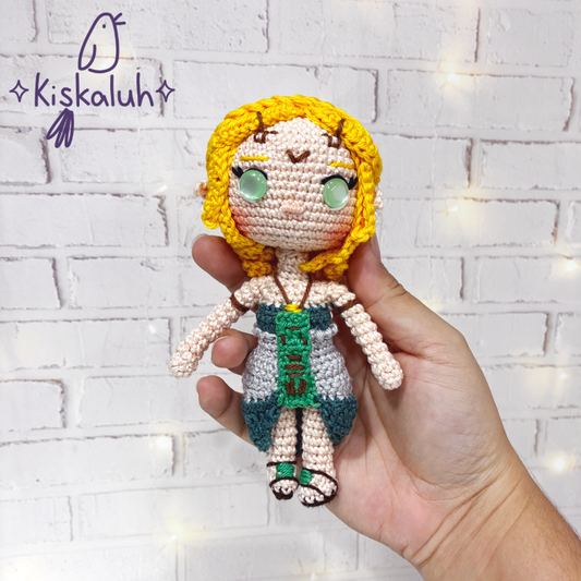 Muñeca Zelda TOTK, 16 cm, crochet artesanal, peluche amigurumi