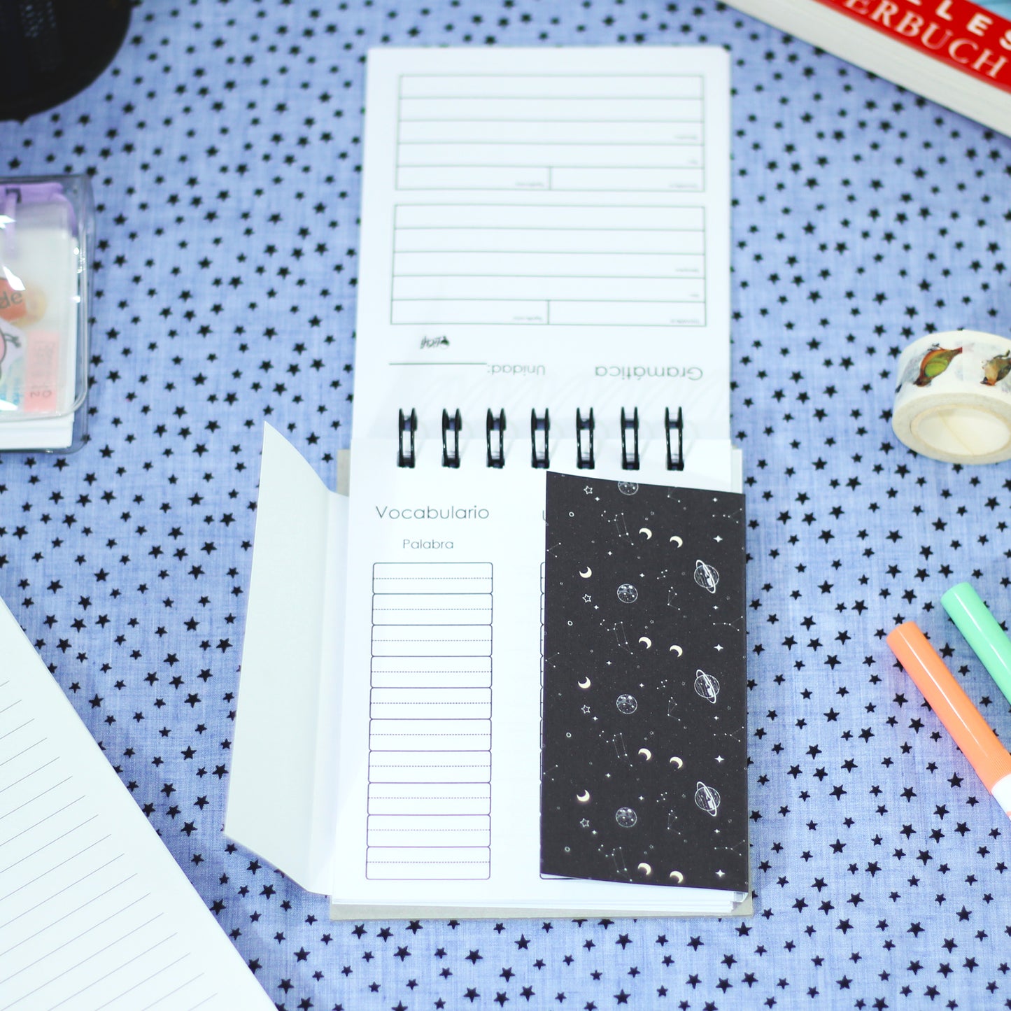 Libreta de Vocabulario para Idiomas  - De Bolsillo 1/4 carta, artesanal pasta dura