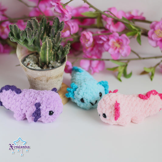 Mini Axolotl crochet plush - 4.25 in / 11cm - handmade soft yarn amigurumi