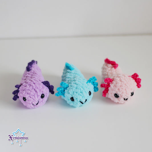 Mini Axolotl crochet plush - 4.25 in / 11cm - handmade soft yarn amigurumi