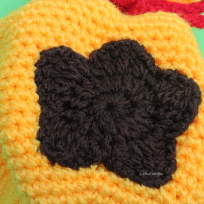 Bolsa de bayas, bell bag animal Crossing amarilla 15cm, tejido crochet artesanal