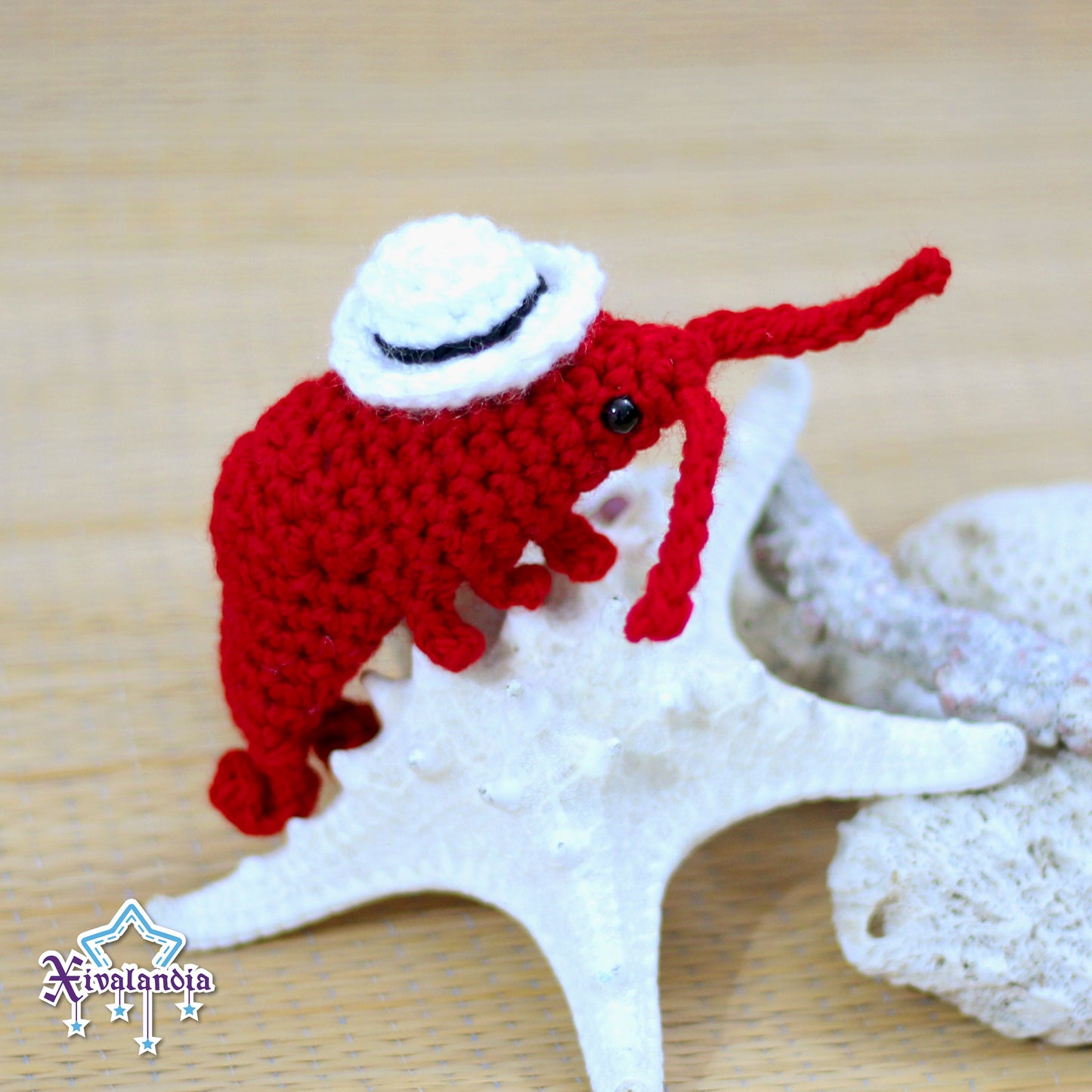 Llavero mini Camarón Jarocho 8cm, tejido crochet artesanal, amigurumi