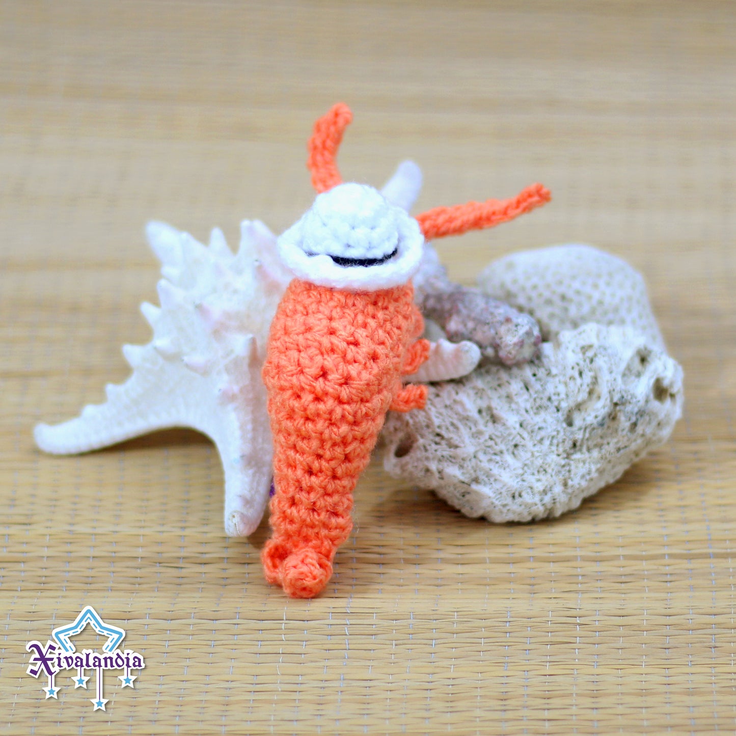 Llavero mini Camarón Jarocho 8cm, tejido crochet artesanal, amigurumi