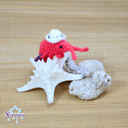 Llavero mini Camarón Jarocho 8cm, tejido crochet artesanal, amigurumi