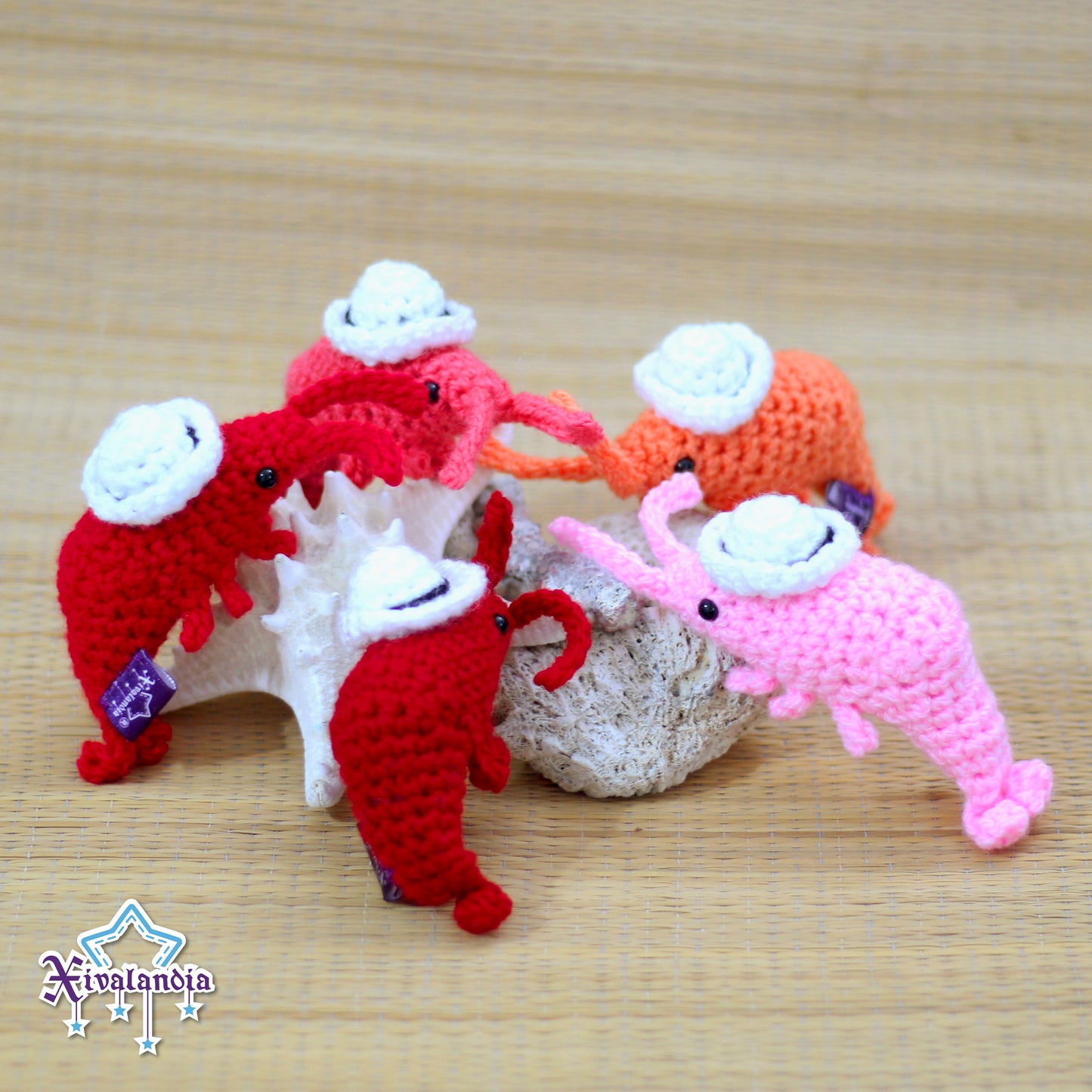 Llavero mini Camarón Jarocho 8cm, tejido crochet artesanal, amigurumi