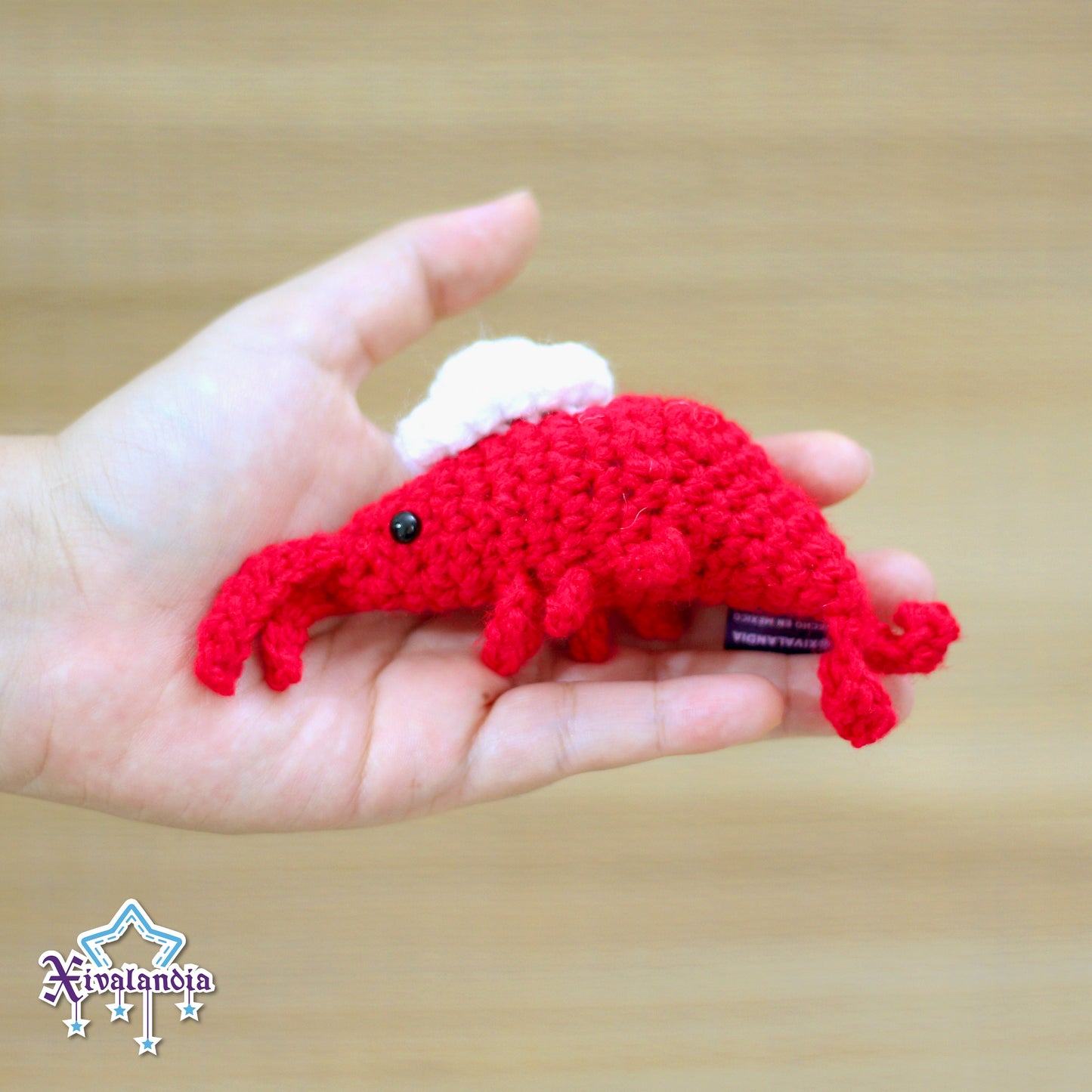 Llavero mini Camarón Jarocho 8cm, tejido crochet artesanal, amigurumi