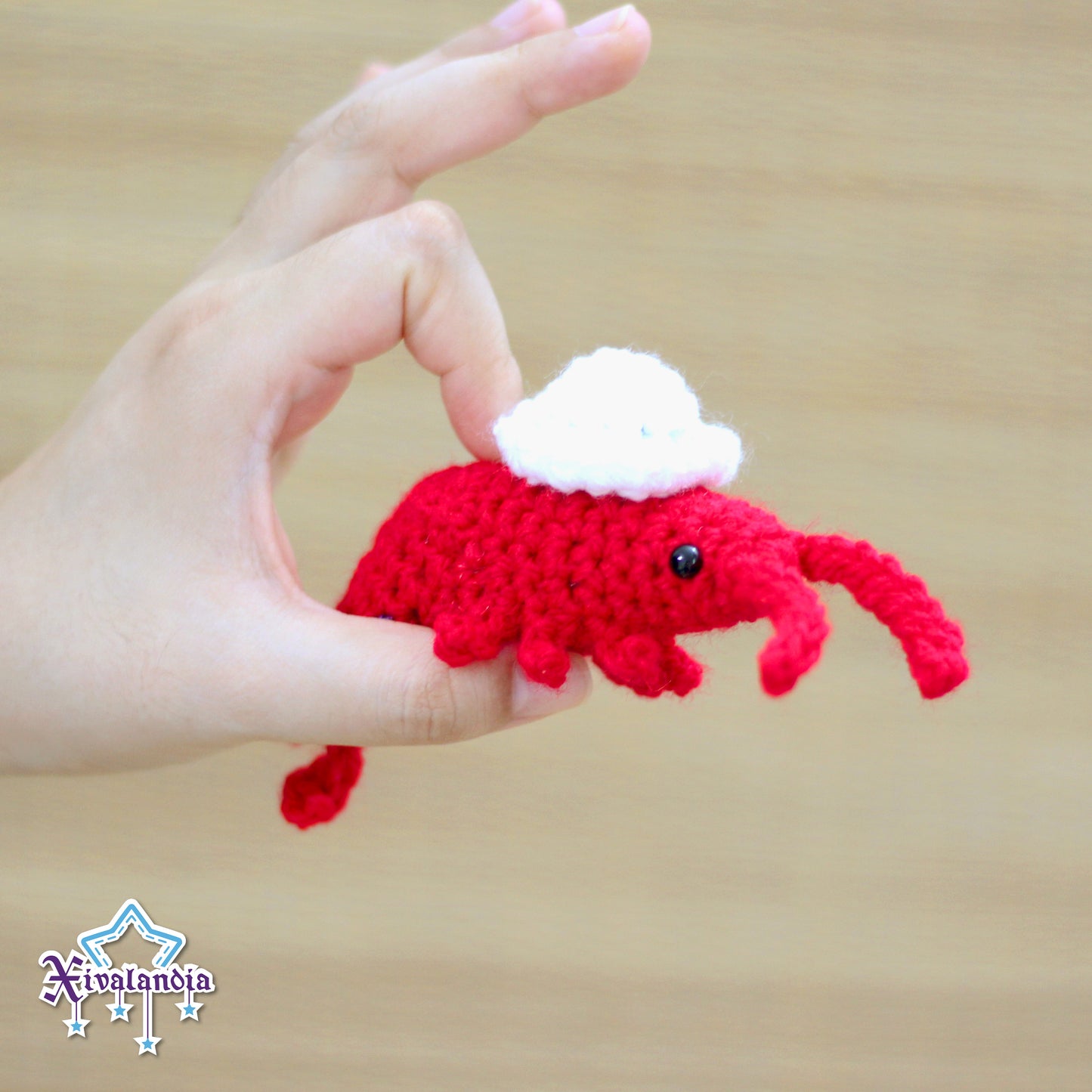 Llavero mini Camarón Jarocho 8cm, tejido crochet artesanal, amigurumi