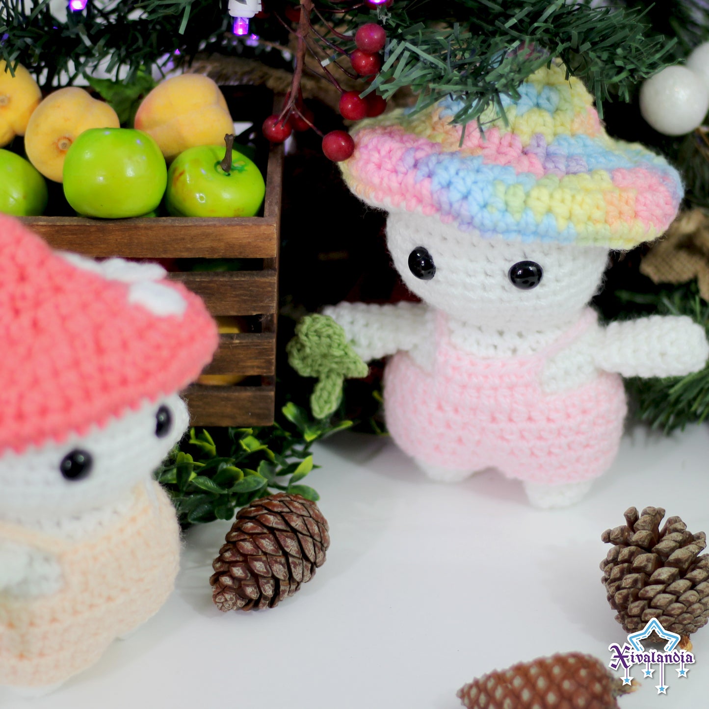Peluche hongo seta, 15cm, tejido crochet artesanal, amigurumi