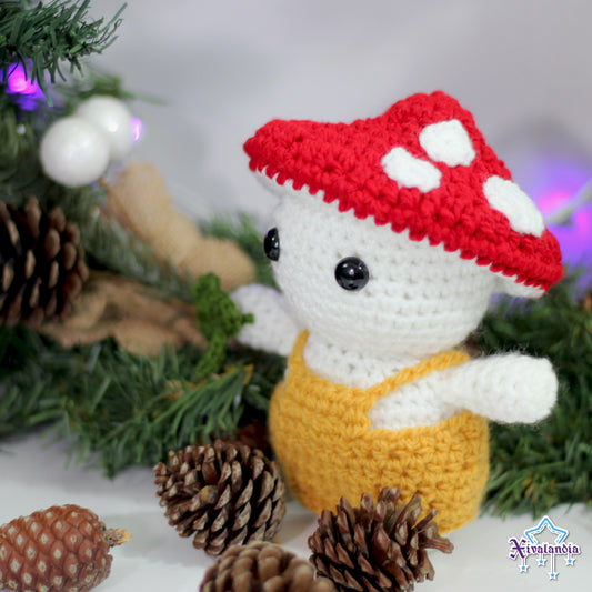 Peluche hongo seta, 15cm, tejido crochet artesanal, amigurumi