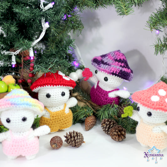 Peluche hongo seta, 15cm, tejido crochet artesanal, amigurumi