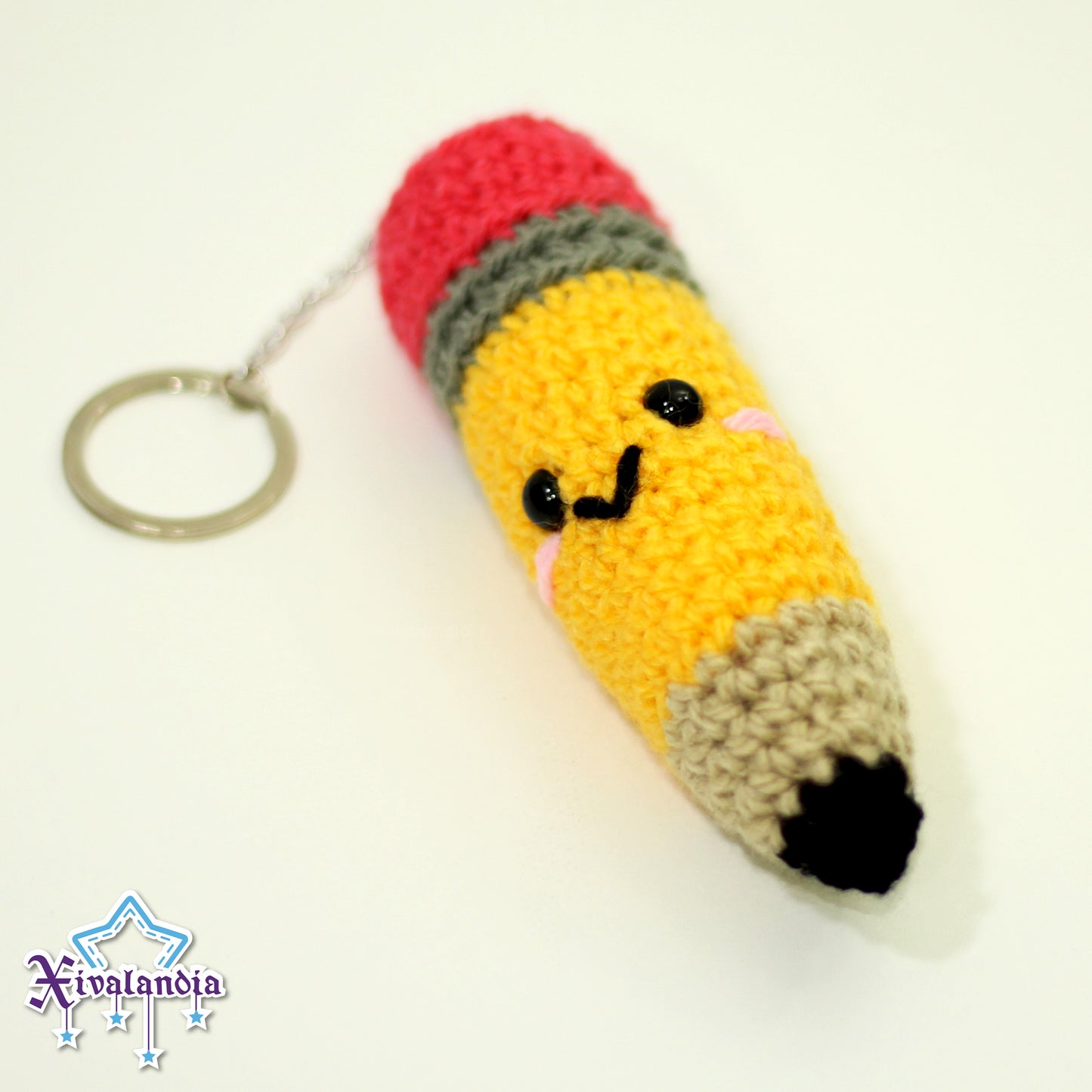 Llavero Lápiz 12cm, peluche tejido artesanal, amigurumi