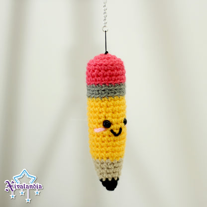 Llavero Lápiz 12cm, peluche tejido artesanal, amigurumi