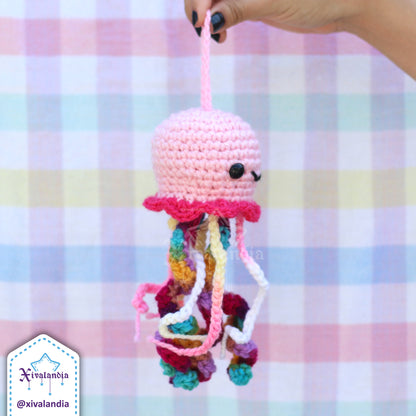 Medusa colgante de peluche para llavero 15cm, adorno tejido artesanal