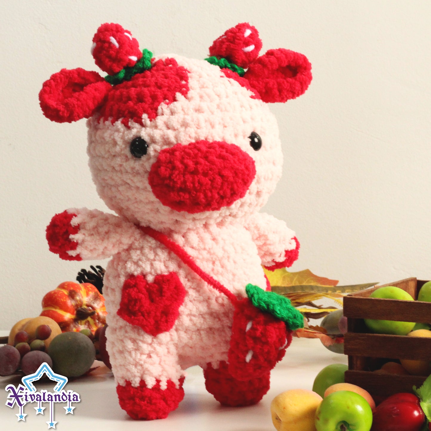 Peluche Vaca 25 cm, Vaquita Afelpada, tejido crochet artesanal, amigurumi