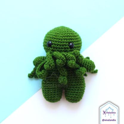 Peluche Cthulhu 14cm, tejido crochet artesanal, amigurumi