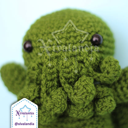 Peluche Cthulhu 14cm, tejido crochet artesanal, amigurumi