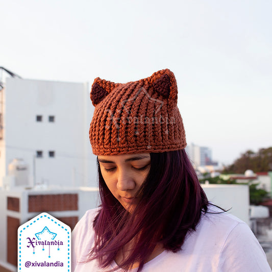 cat ears hat beanie, handmade, neko