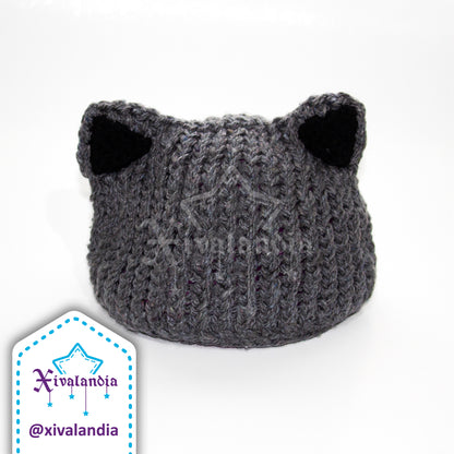 Gorro orejas de gato, tejido artesanal, joven y adulto, Unitalla