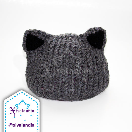 cat ears hat beanie, handmade, neko