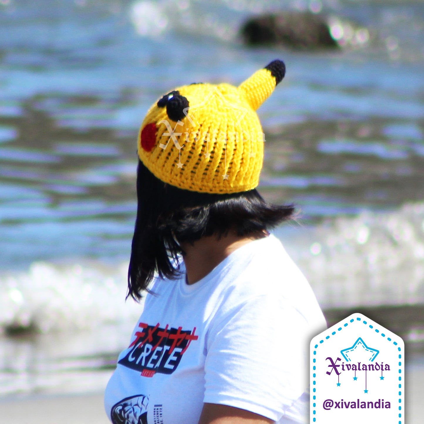 Gorro Pikachu de Pokemon, amarillo, tejido artesanal, joven y adulto, Unitalla