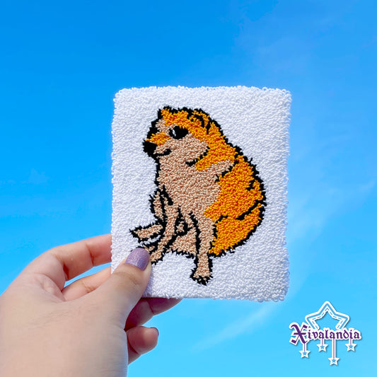Coaster Cheems dog meme, mug rug doge, 5 in/13cm, handmade Punch Needle