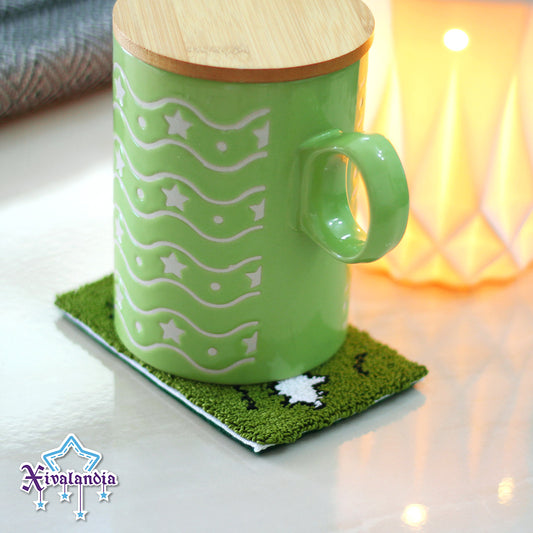 Coaster Homer meme, mug rug, 5 in/13cm, handmade Punch Needle